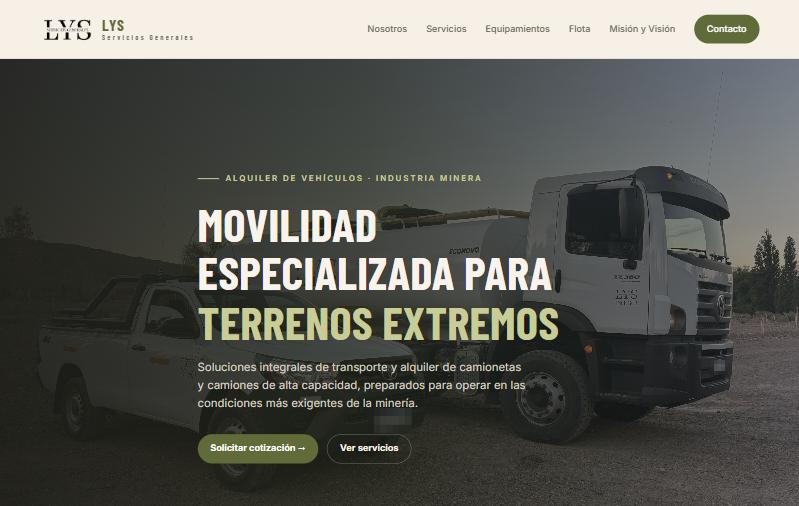 Captura de la web de LYS Servicios Generales
